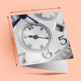 1 x Greeting Card Swiss Time Clock Hands Watch - Blank Birthday Celebration Anniversary #16897