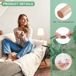 M METERXITY 24-Pack Chair Leg Floor Protectors, 0.94-1.14 Inch Silicone Cups Round Felt Furniture Pads for Hardwood Floors/Laminates/Carpets, Chair Leg Covers Socks [Transparent Brown]