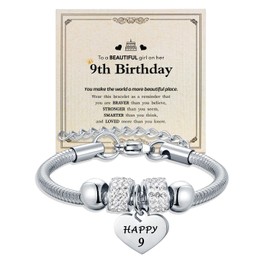 Yonhon Birthday Bracelet for 9 Year old, 9th/9yr Year Old Birthday Bracelets for Daughter Granddaughter Niece