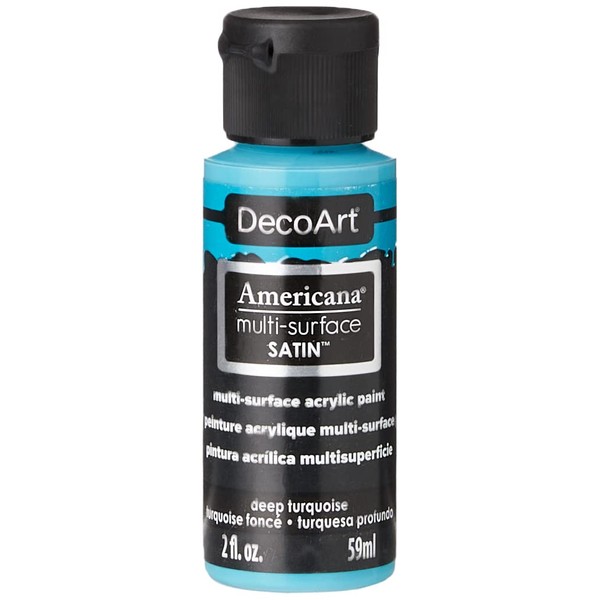 Deco Art Acrylics Multi-Purpose Paint, Deep Turquoise Satin,4 x 1.38