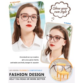 MARE AZZURO Oversized Reading Glasses 2.75 Women Fashion Cat Eye Readers 1.00 1.25 1.50 1.75 2.00 2.25 2.50 2.75 3.00 3.50 4.00 5.00 6.00 (Leopard, 275)