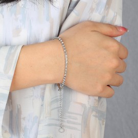 JJDreams Elegant Silver Plated Tennis Bracelet with Cubic Zirconia Stones Rhinestone Bangle Sterling Silver Tennis Bracelet for WomenSilver