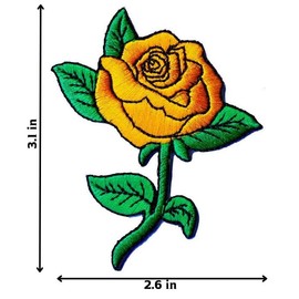 Yellow Rose Embroidered Patches Floral Iron-on Appliques, Set of 2, Flower Applique DIY
