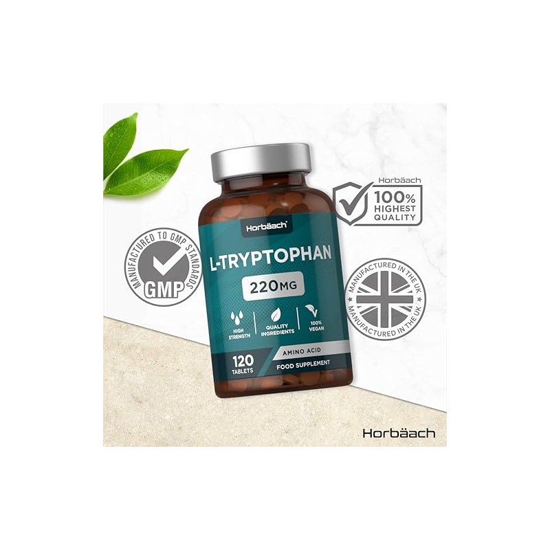 Horb?ach L-Tryptophan 220mg | 120 Vegan Tablets | High Strength