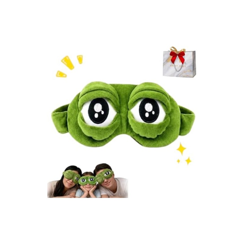 3D Frog Sleep Mask, Frog Eye Mask for Sleeping Adjustable