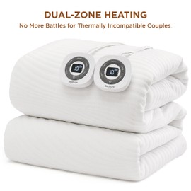 Bedsure Heated Mattress Pad Queen - Bed Warmer with Memory & Preheat Functions, 12-Hour Auto Off & 10 Heat Settings with Dual Controllers, Fast Heating, Jacquard Electric Mattress Pad Queen, 60"x80"