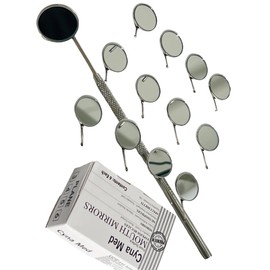 Oral Examination #5 Mouth Mirrors 12 Pack with Solid Knurled Grip Handle | Teeth Inspection Dental Stainless Steel Instruments