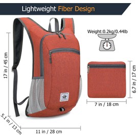 Tautrophen Small Daypack 15L Hiking Backpack Packable Lightweight Travel Day Pack Casual Foldable Shoulder Bag for Women Men