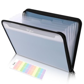 Document Organizer, Accordion Folder with Front Pocket, 7 Pocket Expanding File Folder, Letter Size, Important Document Folder with Double Zipper, School Office Supplies (Blue, 1 Pack)