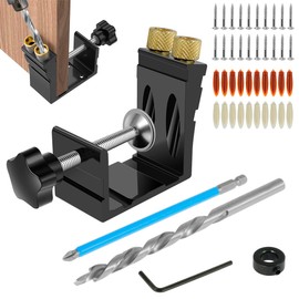 Pocket Hole Jig Kit with 3 Drill Guides, 15° Pocket Screw Jig System for Joinery, Portable DIY Woodworking Tool, Carpentry Locator for Accurate Pocket Holes