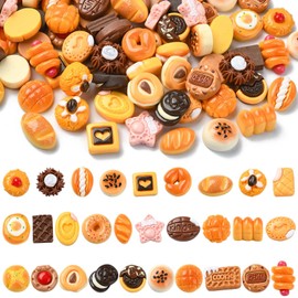 DanLingJewelry 100Pcs Food Resin Flatback Charms Opaque Bread Cookie Baking Food Dessert Flatback No Hole Beads for Scrapboooking Jewelry Making DIY Craft