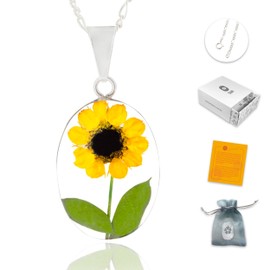 TAMI Collar de Girasol Eterno para Mujer - Collar de Plata 925 para Mujer - Regalo para Novia o Esposa con Girasoles - Dije con Cadena para Dama
