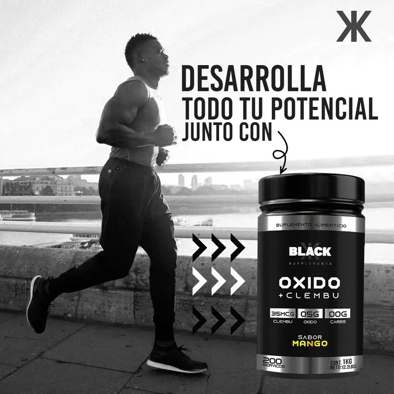Black Supplements Oxido Nítrico Clembu 1kg Pre Entreno Mango