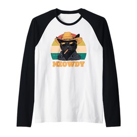 Retro Vintage Meowdy Partner Cowboy Cat Vintage Raglan Baseball Tee