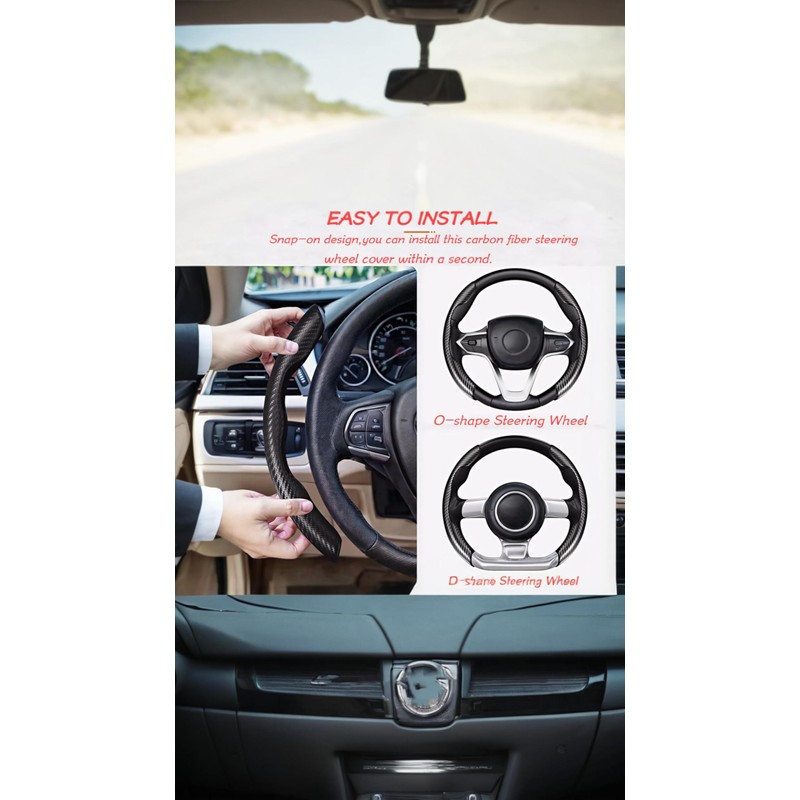 Honwor Enhance Your Drive: Non-Slip Carbon Fiber Steering Wheel Cover