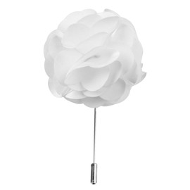 Tie Pin Satin Outfits for Women Handmade Brooch Flower Brooch Made of Satin Corsage for Men Brooch for Men Ym028 White Accessories Manual, Satin & Copper, No gemstone