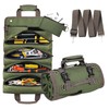 CHENKEE Tool Roll, Tool Bag Rollable, Tool Roll Bag with 2 Removable Pockets, Multi-Purpose Roll Bag Including Strap, Durable Tool Bag, Ideal for Electricians and Installers (Green