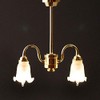 Melody Jane Dolls House 2 Arm Chandelier Frosted Tulip Shades