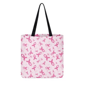 Bolsa de mano para cáncer de mama, bolsas de concienciación sobre cáncer de mama, bolsas de hombro reutilizables rosas para mujer de compras, regalo para mujeres, mamá y niñas (rosa)