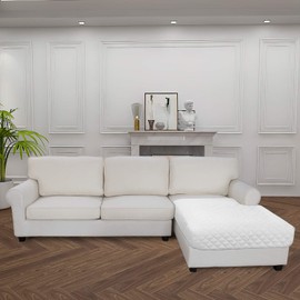 Easy-Going Sectional Couch Covers for Dogs L Shape Sofa Cover Reversible Sofa Slipcover Chaise Lounge Cover Furniture Protector Cover for Pets Dog Cat (42 x 68 inches, White/White)