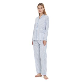 amaxer Women's 100% Cotton Pajama Set Long Sleeve Soft Button up Pijamas Sleepwear Elastic Drawstring PJs for Women-XL