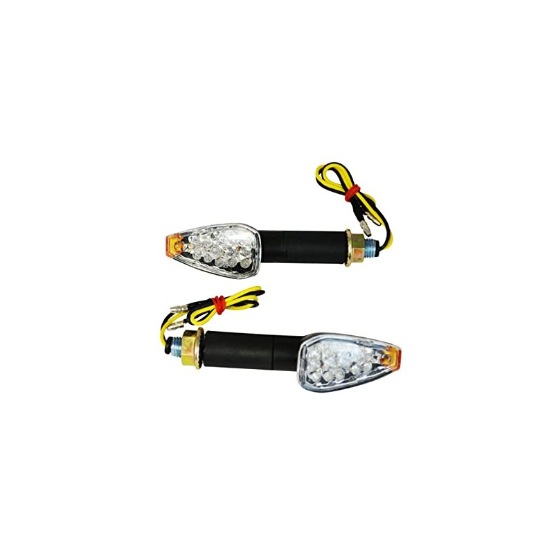 Motorbike LED Indicators - Black - Long Stem