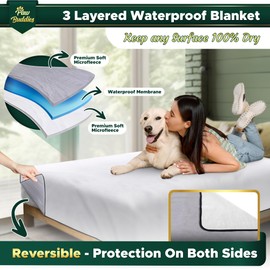 Premium Waterproof Blanket, King Size Blanket for Couples & Pets/Dogs, Soft Noiseless Mattress Furniture Protector, Reversible + Gift Included - for Valentine's Day or Birthday