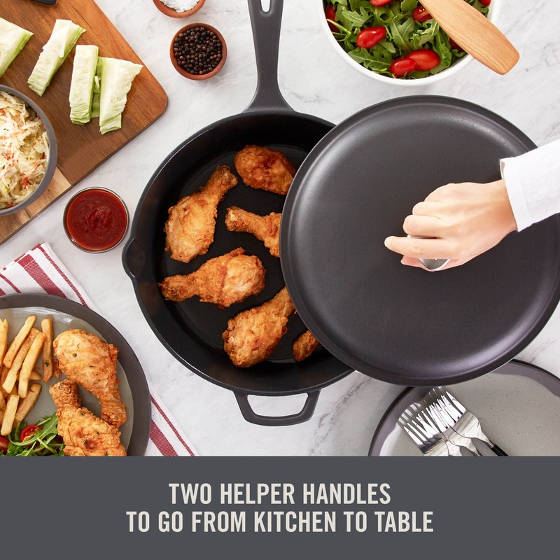 Zakarian by Dash 4.5QT Nonstick Cast Iron Deep Skillet with