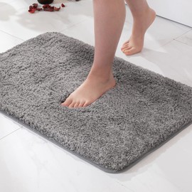 MIULEE Bath Mat Non Slip Absorbent Bathroom Soft luxurious Shower Small Mat Doormat Inside Rugs Kitchen Rugs Carpet Mat Washable for Bathroom Bedroom Kitchen Entrance 40x60 cm Sliver Grey