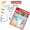 STABILO Pen 68 Brush Pens with Handwriting Instructions, 15 Assorted