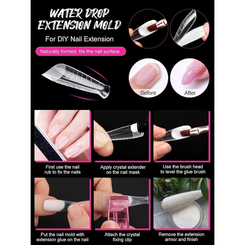 EBANKU 120 PCS Poly Gel Nail Forms, T-Shape Dual Nail