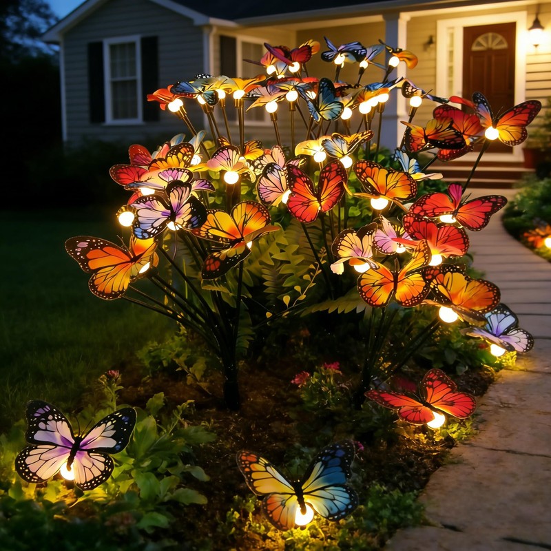 Solar Butterfly Ligths Outdoor 4 Pack 32LED Solar Power Garden