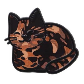Mottled Calico Tortoiseshell Cat Color Patch Pattern Sleeping Napping Asleep Loaf Kitten Cats Kitty Lover Cute Kawaii 1.25" Enamel Pin Badge