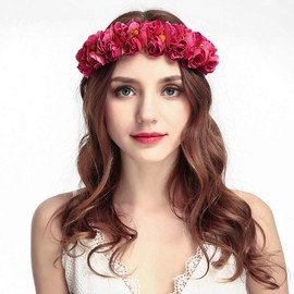 YAZILIND flower fairy small rose flower wreath headband bride bridesmaid garland headdress hair accessory(#4)