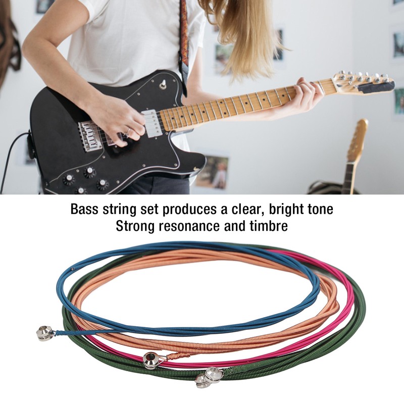 4Pcs Electric Bass String Set Clear Bright Sound Metal Colored