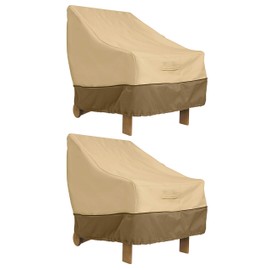 Classic Accessories Veranda Water-Resistant 31.5 Inch Adirondack Chair Cover, 2 Pack, Pebble/Bark/Earth