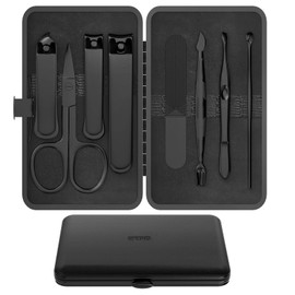 OFIDUS Precision 8 Pieces Men’s Nail Grooming Travel Kit, Stainless Steel Manicure Set with Fingernail & Toenail Clippers, Nail File, Slant Tip Tweezers, Cuticle Scissors