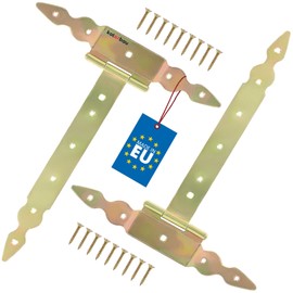 KOTARBAU® Pack of 2 T Hinges Gold L: 300 mm Cross Hinges Galvanised Steel Garden Gate Hinge Door Hinge Wooden Door Shutter Hinge Heavy Duty Door Hinges Fittings Garden Gate Hinges