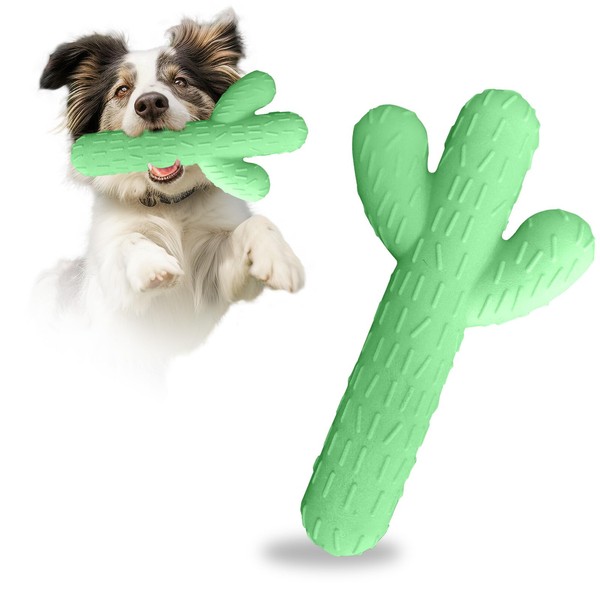 Plliocse Green Dog Chew Toy, Cactus-Shaped Chew Toy for Dogs,