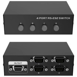 Dsdhuf RS232 Switch 4 in 1 Out RS232 Serial DB9 Pin Switcher 4x1 for PC Console Printer Sharing Selector Controller
