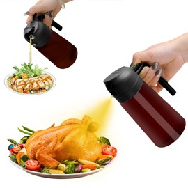 Aovdy Olive Oil Sprayer, 16oz Oil Dispenser Bottle Spray and Pour Container Kitchen - 470ml for Kitchen Cooking Salad BBQ (Dark Brown)