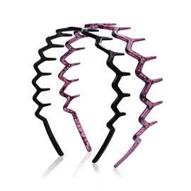 Dresyu Zig Zag Headbands for Women Men Non-slip Plastic Hairbands Shark Teeth Hair Comb Wavy Headband Hair Hoop for Workout Washaing Face