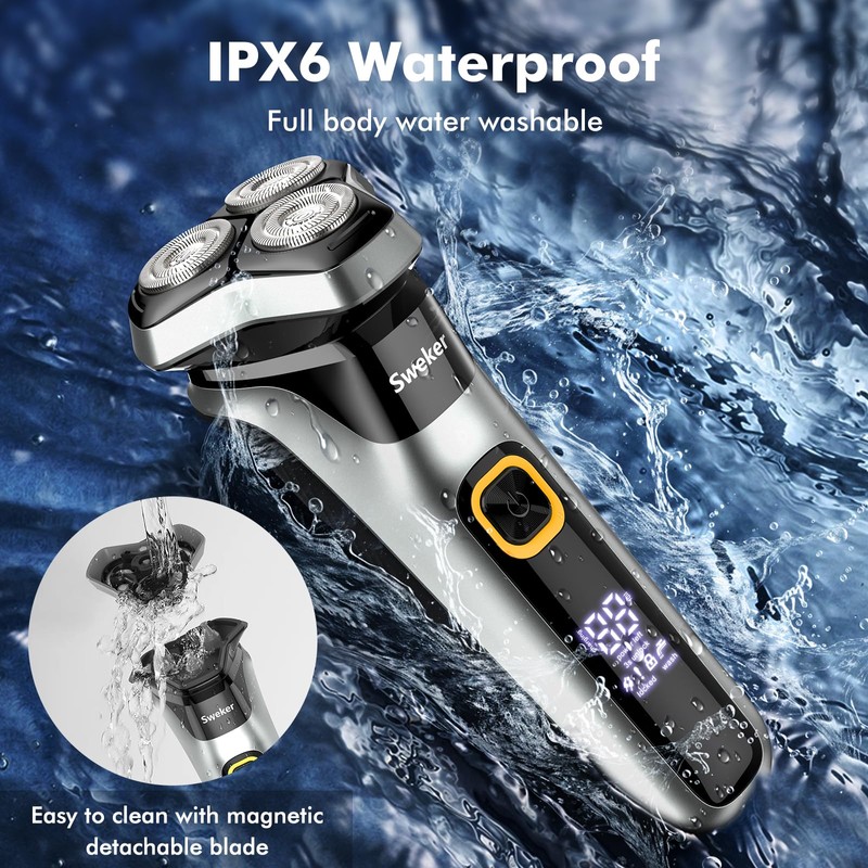 Electric Razor for Men, Rechargeable Electric Shaver with Pop-up Trimmer