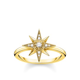 THOMAS SABO TR2299-414-14 Women's Ring Star Gold-Plated Silver, Precious metal, Cubic Zirconia