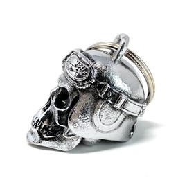 Vintage Helmet Skull Chrome Bell - Biker Ride Bell or Key Chain for Good Luck on the Road - Made in USA