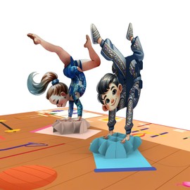 HEARTPOP 3D Gymnastics Pop Up Card, Handmade 3D Greeting Card For All Occasion, Birthday, Thank You, Thinking of You, Get Well