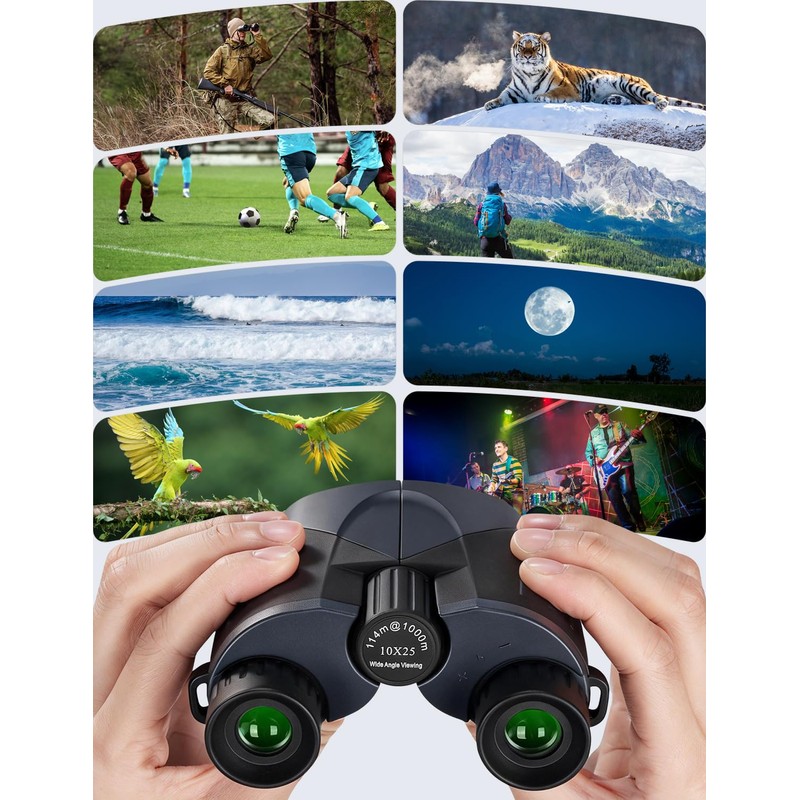 LIORQUE Binoculars 10 x 25 cm Children Adults Foldable Lightweight