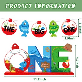 2 Pieces Fishing Birthday Decorations the Big One Fishing Table Sign the Big One Gone Fishing Banner Fishing One Table Wooden Centerpiece Gone Fishing One Letter Sign for Baby Birthday Party Decor