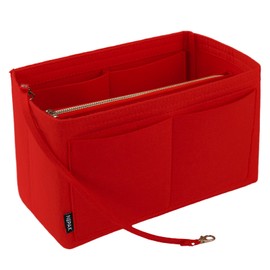 NEPAK Felt Handbag Organizer Bag Inside Storage Bag Pouch for Women with Zipper Pocket (Red, M), red, Red S