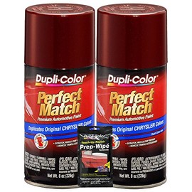 Dupli-Color Dark Garnet Red Pearl Perfect Match Automotive Paint for Chrysler Vehicles - 8 oz, Bundles with Prep Wipe (3 Items)